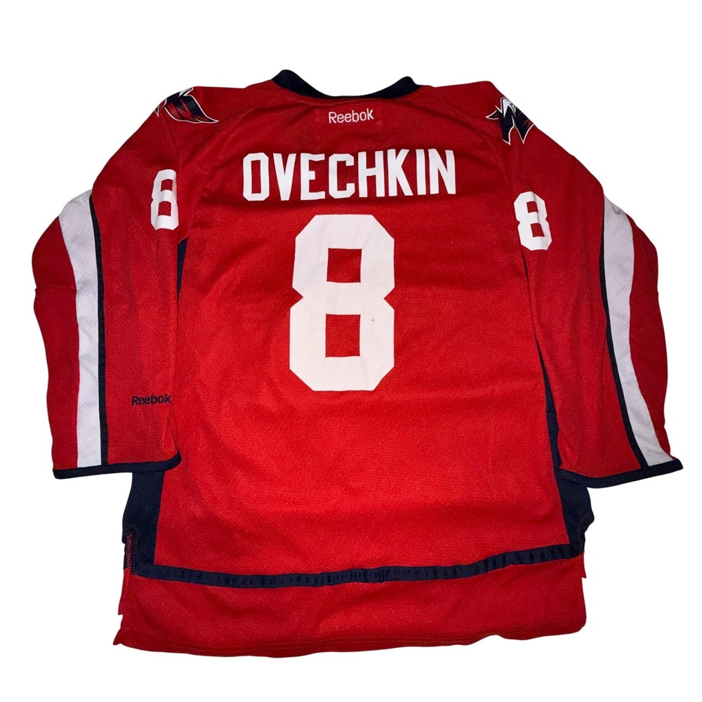 Reebok Washington Capitals Jersey Youth L/XL Red Ovechkin 8 NHL Hockey Captain C